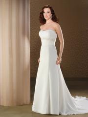 Ostentatious Strapless White Chiffon Gown of Beaded Waistband