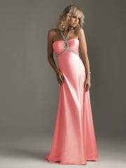Pearl Pink Sequined Halter Keyhole Sweetheart Neckline Sleeveless Floor-Length Celebrity Dress
