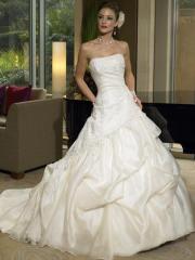Pick-Up Skirt with Shirring and Strapless Neckline Wedding Dress