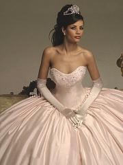 Pink Ball Gown Taffeta Bridal Gown with Sweetheart Neck And Pick-Up Skirt
