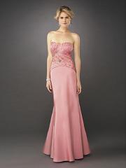 Pink Satin Ruche Strapless Sweetheart Neckline Sleeveless Floor-Length Evening Dress