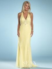 Plunging V-Neck Floor Length Empire Daffodil Chiffon Beaded Bridesmaid Gown 2012