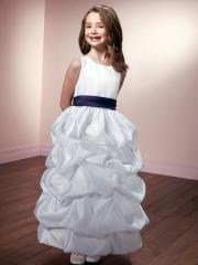 Princess Ball Gown Tea-length Taffeta Flower Girl Dress with Sash