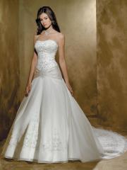 Princess Chic Organza Embroidery Wedding Wear with Semi-Cathedral Train