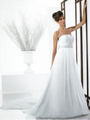 Princess Soft Chiffon Nuptial Gown for Brides With Chapel Train And Beaded Bodice