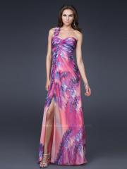 Print Floral One-Shoulder Sweetheart Neckline Sleeveless Side Slit Floor-Length Evening Dress