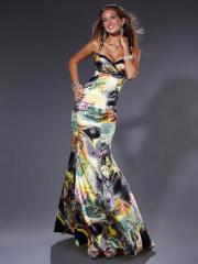 Print Mermaid Multi-Color Beaded Straps Sweetheart Neckline Sleeveless Floor-Length Evening Dress