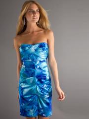 Print Multi-Color A-Line Strapless Sweetheart Neckline Sleeveless Short Homecoming Dress
