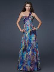 Print Sheath Embellished One-Shoulder Sweetheart Neckline Sleeveless Floor-Length Evening Dress