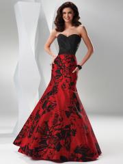 Print Taffeta Mermaid Strapless Sweetheart Neckline Sleeveless Floor-Length Celebrity Dress