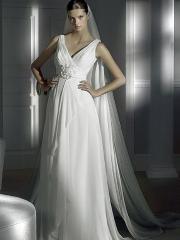 Pure White A-Line In Sweep Train Wedding Dress
