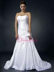 Pure White A-Line With Applique on Waistline Wedding Dress