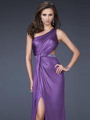 Purple Jersey One-Shoulder Neckline Beaded Waistline Sleeveless Floor-Length Celebrity Dress