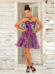 Purple Print New Fashion Sweetheart Neckline and Above Knee Length Homecoming Dresses