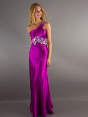 Purple Taffeta One-Shoulder Neckline Sleeveless Sequined Bodice Floor-Length Celebrity Dress