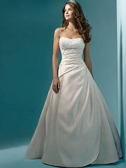 Ravishing Princess White Satin Gown of Beaded Bodice and Ruched Skirt