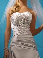 Ravishing Satin Gown of Sweetheart Bodice and Front Crystals