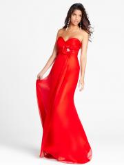 Red Chiffon Sheath Strapless Sweetheart Neckline Sleeveless Floor-Length Prom Dress