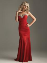 Red Jersey Beaded Strapless Sweetheart Neckline Sleeveless Floor-Length Celebrity Dress