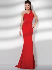 Red Jersey One-Shoulder Beaded One-Shoulder Sweetheart Neckline Sleeveless Sweep Train Prom Dress