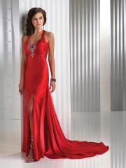 Red Satin Beaded Sweetheart Wide Straps Sleeveless Floor-Length Celebrity Dress