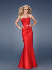 Red Satin Full Floor Length Mermaid Silhouette Evening Dresses