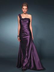 Regency Satin Ruffled One-Shoulder Neckline Sleeveless Floor-Length Prom Dress