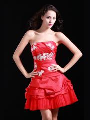 Retro Off-Shoulder Stain Homecoming Dress with Jacquard Embroidered