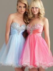Romantic A-line Style Strapless Sweetheart Neckline and Sequined Bodice Homecoming Dresses