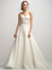 Romantic Floor-length  Satin and Chiffon A-line Wedding Dress with Floral Belt