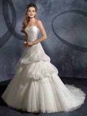 Romantic Strapless Multilayer Tailored A-Line Wedding Dress with Chapel Trai