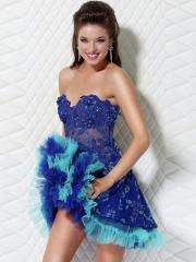 Romantic Sweetheart Neckline Sheer Bodice Flowing Short Length Flowing A-line Prom Dresses