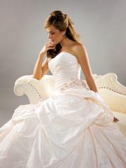 Rosettes Attached Taffeta Ball Gown for Summer Wedding