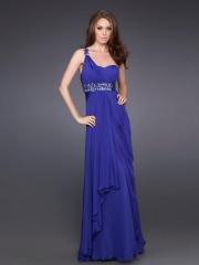 Royal Blue Chiffon One-Shoulder Sweetheart Neckline Sleeveless Floor-Length Evening Dress