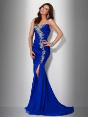 Royal Blue Satin Mermaid Strapless Sweetheart Neckline Sleeveless Sweep Train Evening Dress