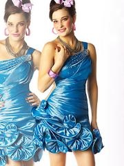 Royal Blue Taffeta One-shoulder Neckline Ruffled Skirt Short Length Prom Dresses