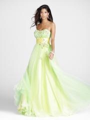 Sage Elastic Satin Tulle A-line Style Strapless Empire Waist Full Length Quinceanera Dresses