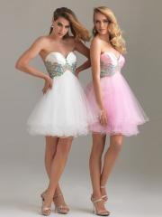 Sassy Sweetheart A-Line White or Pink Satin and Tulle Appliqued Homecoming Dresses