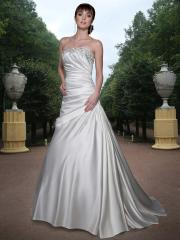 Satin A-Line Gown With Straight Strapless Neckline Wedding Dresses