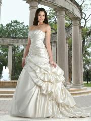 Satin A-Line Gown with A Strapless Neckline and Pleated Bust Wedding Dress