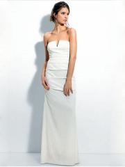 Satin A-Line Gown with Straight Strapless Neckline Lace-Up Back With Lace Appliques Dress