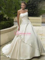 Satin Adorned with Applique Embellishment Modern Wedding Dress