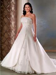 Satin Beading Fly-Away Length Lace Embellishment Wedding Dress
