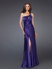 Satin Dark Royal Blue One-Shoulder Keyhole Neckline Sleeveless Floor-Length Celebrity Dress