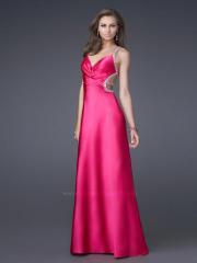 Satin Fuchsia Sequined Straps Sweetheart Neckline Sleeveless Floor-Length Prom Dress