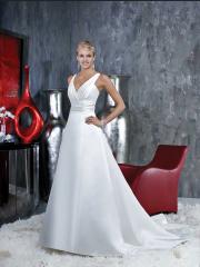 Satin Gown with A Plunging Neckline Rouched Bust And An Attached Satin Sash Dresses