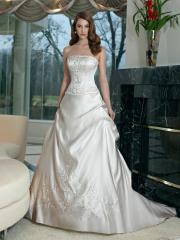 Satin Gown with Straight Strapless Neckline Bodice Featuring Hand-Beaded Embroidery Dress