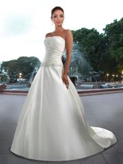 Satin Gown with Straight Strapless Neckline Pleated Bodice Adorned and Embroidery Beading Dresses