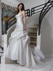 Satin Gown with Strapless Sweetheart Neckline Zipper On Back Wedding Dress