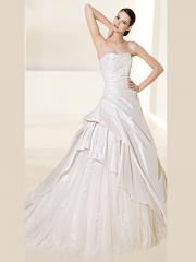 Satin Organza Sweetheart Neckline Asymmetric Ruffled Wedding Dress